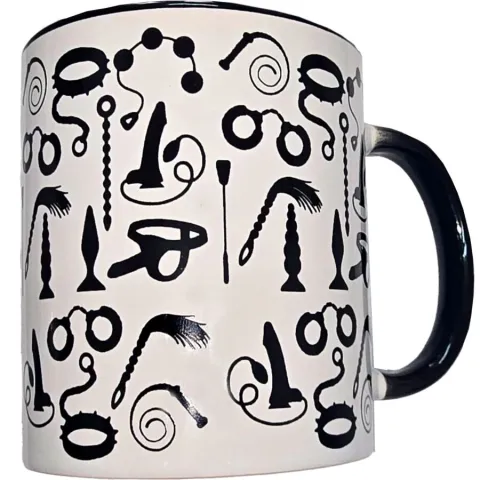 DIABLO PICANTE - TASSE BONDAGE BLANCHE AVEC ANSE NOIRE 370 ML