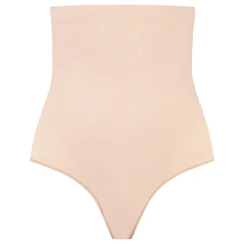 BYE-BRA - TANGA DE TALLE ALTO SIN COSTURAS BEIGE TALLA S