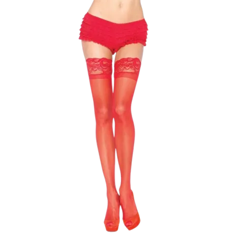 LEG AVENUE - COLLANT ROUGE AVEC DENTELLE AUTO-ADHÉSIVE