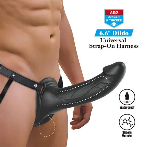 PRETTY LOVE - LONDON HARNIS UNIVERSEL AVEC GODEMICHET EN SILICONE NOIR 16,8 CM