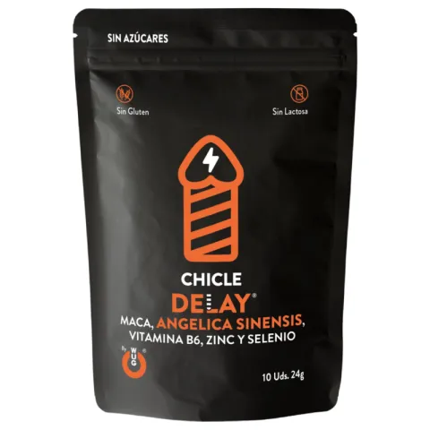 WUG DELAY – Chewing-gum fonctionnel au zinc, au sélénium et à la vitamine B6 pour un meilleur contrôle et une plus grande endurance lors des moments intimes.