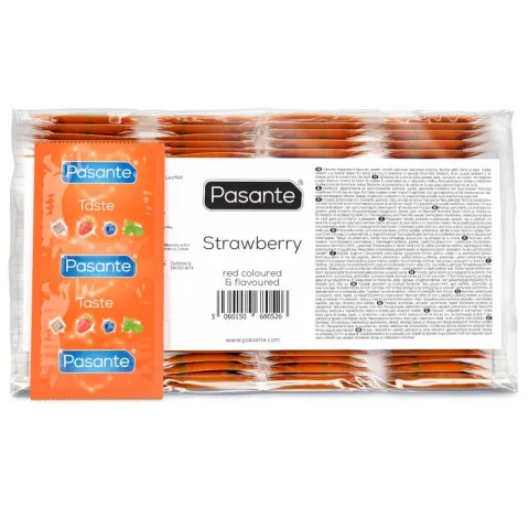 PASANTE - PRÉSERVATIFS SAVEUR FRAISE SAC 144 UNITÉS