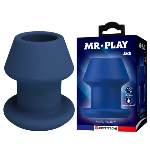 MR PLAY - JACK BLEU PLUG ANAL CREUX EN SILICONE, TAILLE M