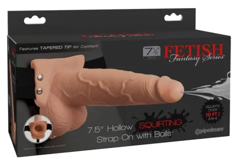 FETISH FANTASY SERIES - HARNAIS RÉGLABLE PÉNIS RÉALISTE AVEC BALLES ÉJACULANTES 19 CM