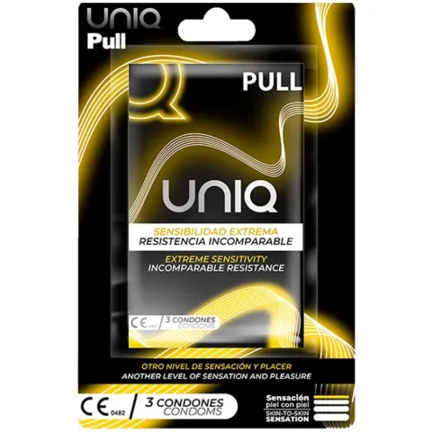 UNIQ - PRÉSERVATIFS SANS LATEX AVEC BANDES PULL 3 UNITÉS