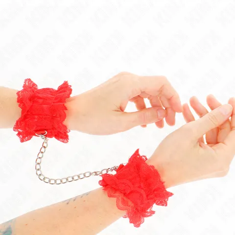 KINK - ATTENTES-POIGNETS ÉLASTIQUES EN DENTELLE ROUGE