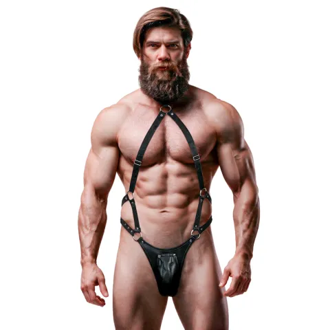 FETISH SUBMISSIVE ATTITUDE - HARNAIS JOCK STRAP EN CUIR ÉCOLOGIQUE POUR HOMMES
