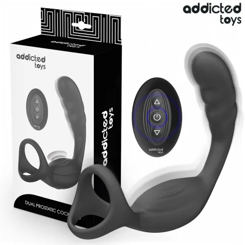 ADDICTED TOYS - ANNEAU PÉNIS PROSTATIQUE DOUBLE AVEC TÉLÉCOMMANDE