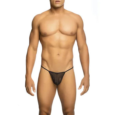 MOB - STRING TRANSPARENT EN FORME DE T NOIR TAILLE L/XL