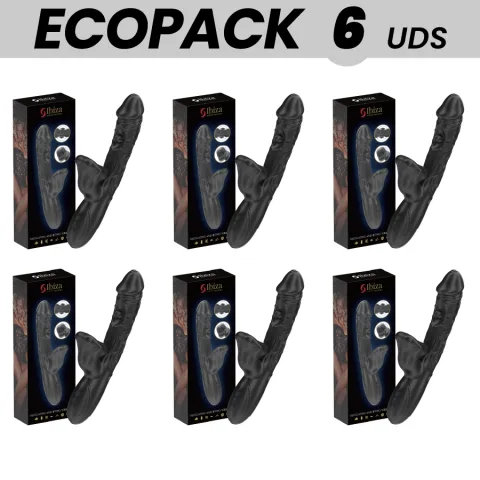 ECOPACKS 6 UNITÉS - VIBRATEUR ET STIMULATEUR DE CLITORIS IBIZA AVEC EFFET DE MORSURE ET DE ROTATION