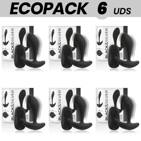 ECOPACK 6 UNITÉS - TÉLÉCOMMANDE EN SILICONE POUR PLUG ANAL DWAYNE BLACK&SILVER