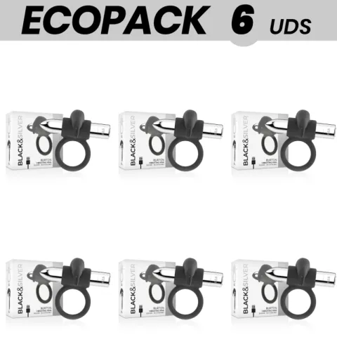 ECOPACK 6 UNITÉS - BAGUE BURTON NOIR&SILVER 10 MODES DE VIBRATION