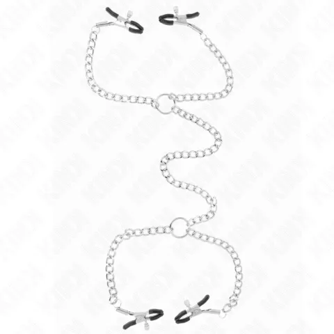 KINK - 4 PINCES À METON CHAÎNE 32 CM AVEC PETITES CHAÎNES 14 CM