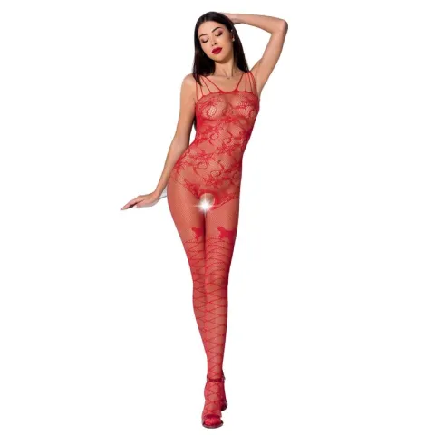 PASSION - FEMME BS076 BODYSTOCKING TAILLE UNIQUE ROUGE