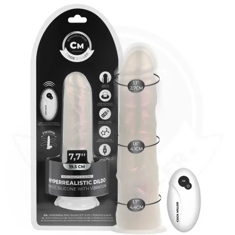 COCK MILLER - GODE AVEC VENTOUSE, LUMIÈRES ET VIBRATIONS AVEC TÉLÉCOMMANDE BLANC 19,5 CM