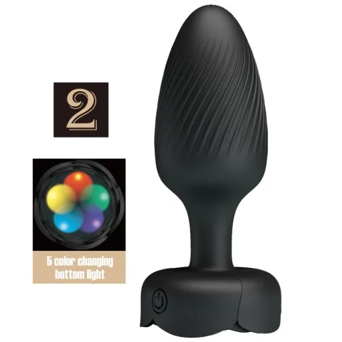 PRETTY LOVE - PLUG ANAL VARIAN AVEC LUMIÈRE LED NOIR 10,8 CM