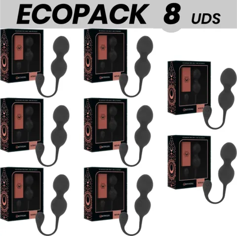 ECOPACK 7 UNITÉS - RITHUAL BALLES DE KEGEL VIBRANTES RECHARGEABLES NISHA NOIRES 7 + 1 OFFERTES