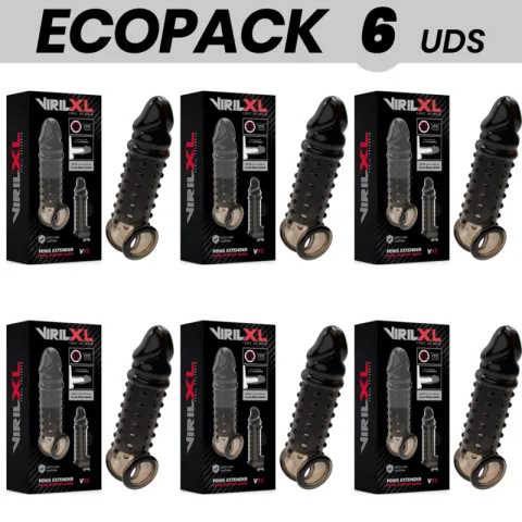 ECOPACK 6 UNITÉS - EXTENSION ET GAINE DE PÉNIS VIRILXL V11 NOIR