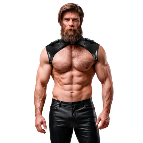 FETISH SUBMISSIVE ATTITUDE - HARNAIS DE COU RÉGLABLE EN ÉCO-CUIR POUR HOMMES BRIGADE
