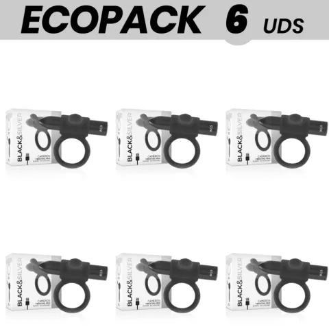 ECOPACK 6 UNITÉS - BAGUE RECHARGEABLE BLACK&SILVER CAMERON NOIR