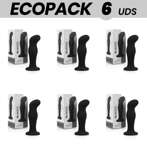 ECOPACK 6 UNITÉS - BLACK&SILVER PLUG ANAL SEAN PREMIUM SILICONE NOIR