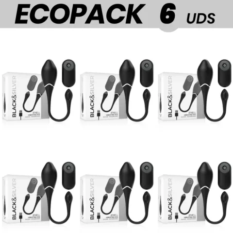 ECOPACK 6 UNITÉS - BLACK&SILVER OEUF VIBRANT RECHARGEABLE JENELL