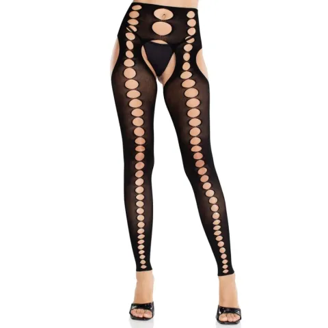 LEG AVENUE - BAS OPAQUES SANS COUTURE ET SANS BRETELLES NOIRS