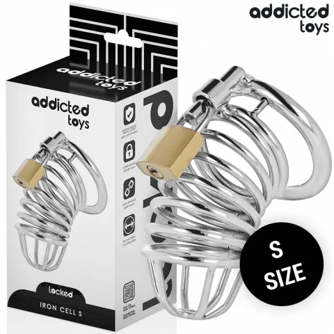 ADDICTED TOYS LOCKED - CAGE À PÉNIS EN MÉTAL IRON CELL 4 CM TAILLE S