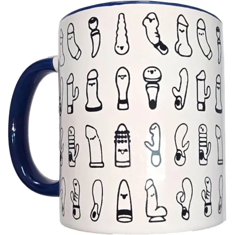 DIABLO PICANTE - TASSE VIBRANTE BLANCHE AVEC ANSE BLEUE 370 ML