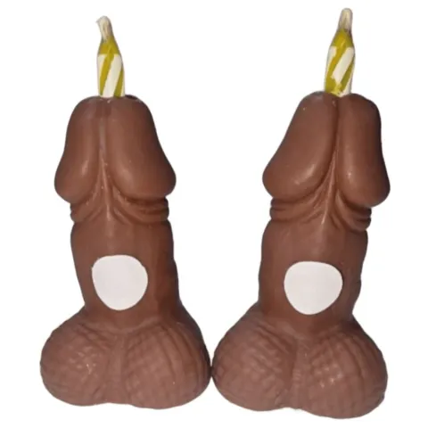DIABLO PICANTE - BOUGIES CHIFFRES D'ANNIVERSAIRE EN FORME DE PÉNIS, TON FONCÉ, 2 UNITÉS