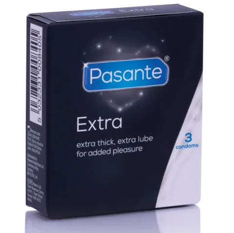 PASANTE - EXTRA PRÉSERVATIFS EXTRA ÉPAIS AVEC LUBRIFICATION SUPPLÉMENTAIRE 3 UNITÉS