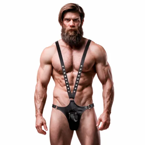 FETISH SUBMISSIVE ATTITUDE - HARNAIS EN CUIR ÉCOLOGIQUE EN FORME DE V POUR HOMMES