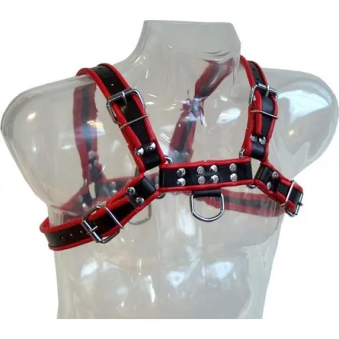 LEATHER BODY - HARNAIS CHAÎNE III NOIR / ROUGE