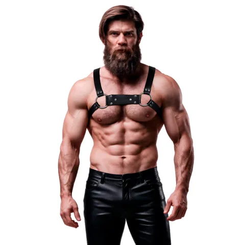 FETISH SUBMISSIVE ATTITUDE - HARNAIS DE POITRINE BULLDOG EN CUIR ÉCOLOGIQUE POUR HOMMES TAILLE M/L